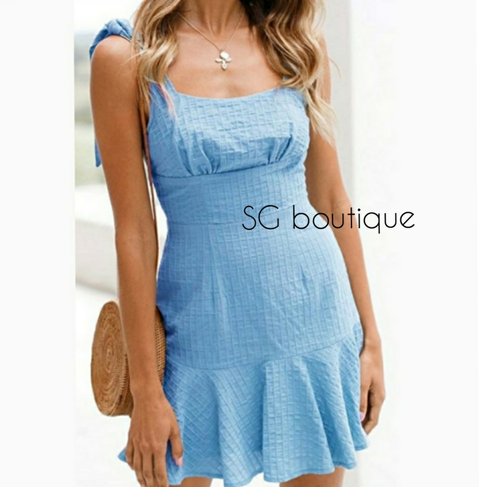 ⭐🆕 Mod Baby blue knot tie ruffle sundress